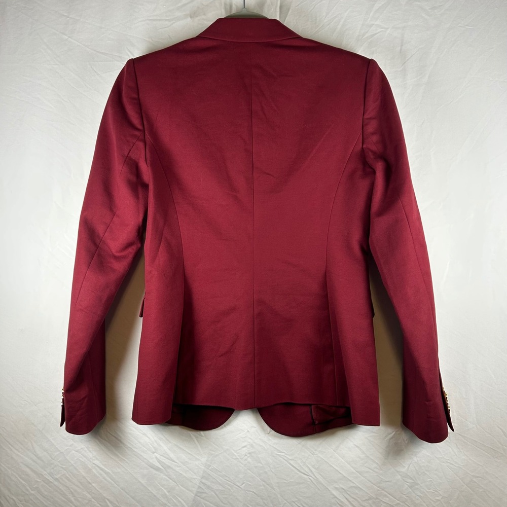 Vince Camuto Womens Burgundy Single Button Blazer Gold Crest Buttons Size 2 - Picture 4 of 4